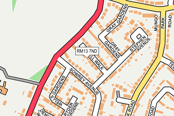 RM13 7ND map - OS OpenMap – Local (Ordnance Survey)