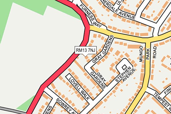 RM13 7NJ map - OS OpenMap – Local (Ordnance Survey)