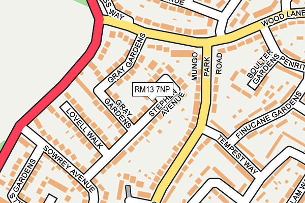 RM13 7NP map - OS OpenMap – Local (Ordnance Survey)