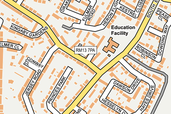 RM13 7PA map - OS OpenMap – Local (Ordnance Survey)