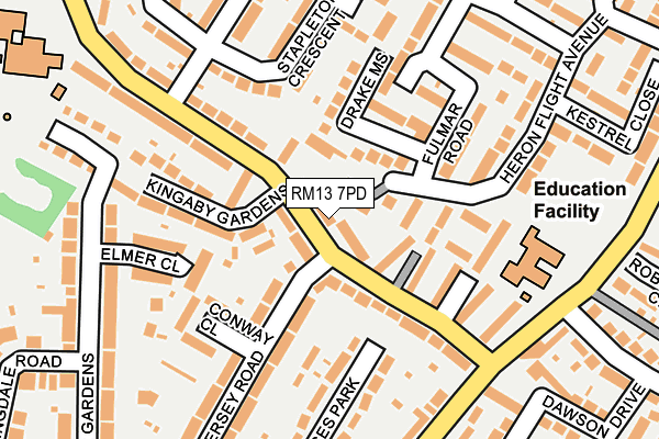 RM13 7PD map - OS OpenMap – Local (Ordnance Survey)
