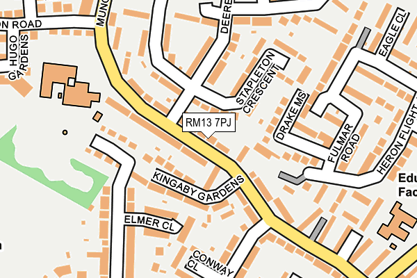 RM13 7PJ map - OS OpenMap – Local (Ordnance Survey)