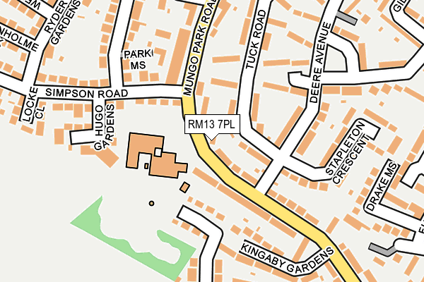 RM13 7PL map - OS OpenMap – Local (Ordnance Survey)