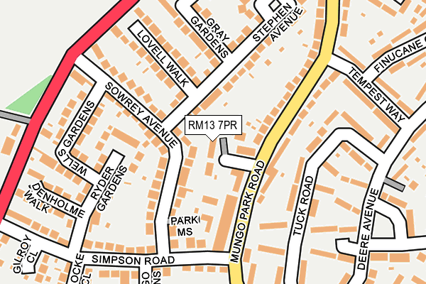 RM13 7PR map - OS OpenMap – Local (Ordnance Survey)