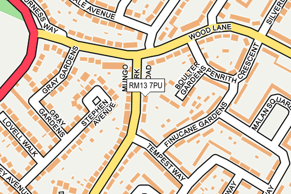 RM13 7PU map - OS OpenMap – Local (Ordnance Survey)