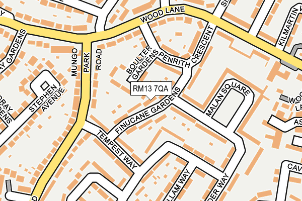 RM13 7QA map - OS OpenMap – Local (Ordnance Survey)