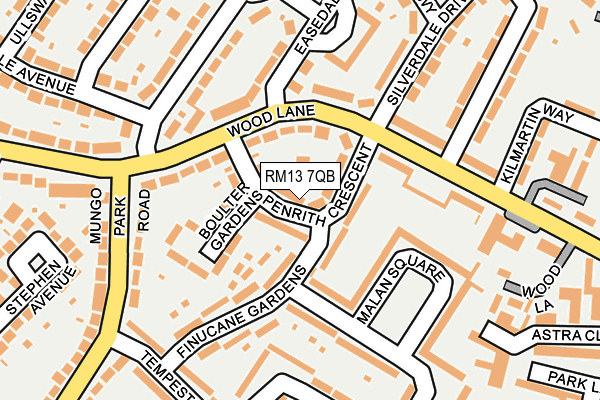 RM13 7QB map - OS OpenMap – Local (Ordnance Survey)