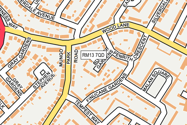 RM13 7QD map - OS OpenMap – Local (Ordnance Survey)