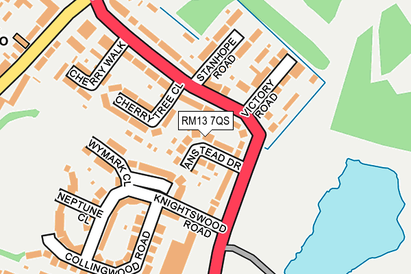 RM13 7QS map - OS OpenMap – Local (Ordnance Survey)