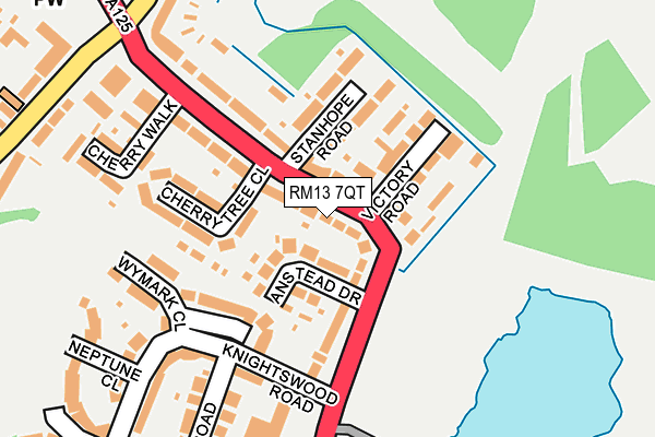 RM13 7QT map - OS OpenMap – Local (Ordnance Survey)