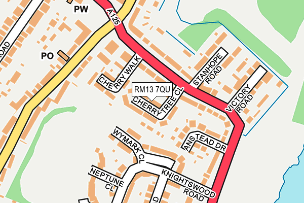 RM13 7QU map - OS OpenMap – Local (Ordnance Survey)