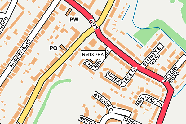 RM13 7RA map - OS OpenMap – Local (Ordnance Survey)