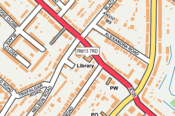 RM13 7RD map - OS OpenMap – Local (Ordnance Survey)