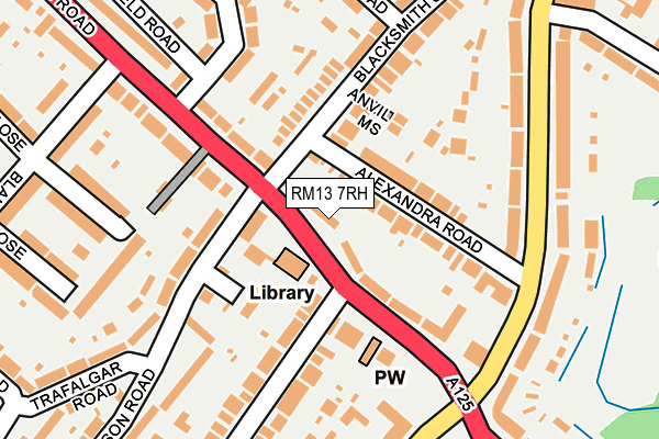 RM13 7RH map - OS OpenMap – Local (Ordnance Survey)