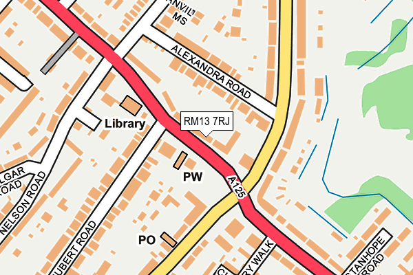 RM13 7RJ map - OS OpenMap – Local (Ordnance Survey)