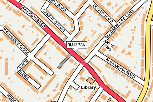 RM13 7SA map - OS OpenMap – Local (Ordnance Survey)