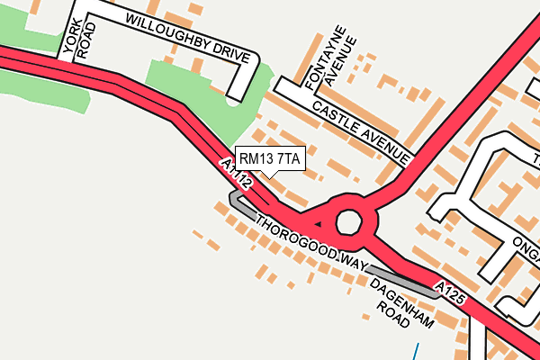 RM13 7TA map - OS OpenMap – Local (Ordnance Survey)