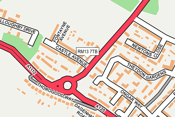 RM13 7TB map - OS OpenMap – Local (Ordnance Survey)