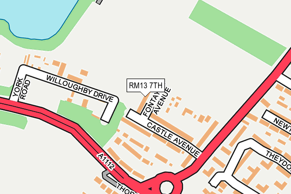 RM13 7TH map - OS OpenMap – Local (Ordnance Survey)