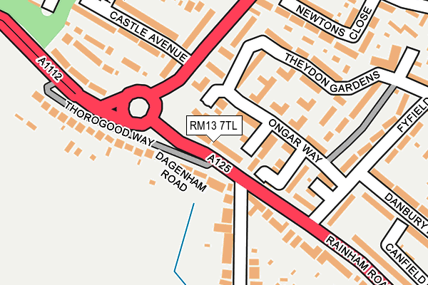 RM13 7TL map - OS OpenMap – Local (Ordnance Survey)