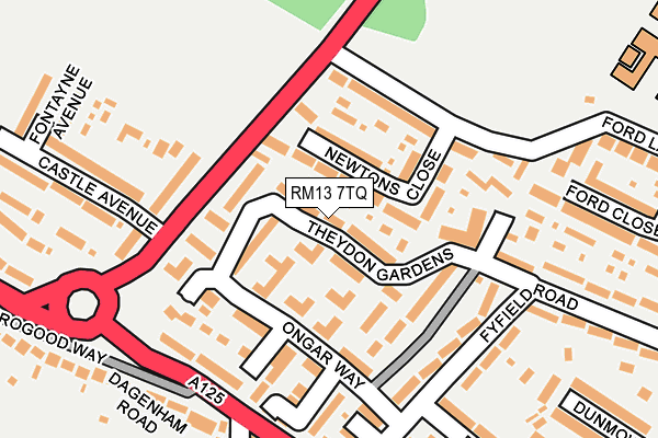 RM13 7TQ map - OS OpenMap – Local (Ordnance Survey)