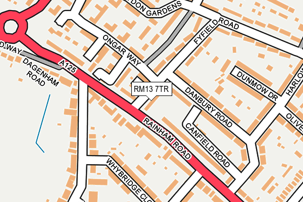 RM13 7TR map - OS OpenMap – Local (Ordnance Survey)