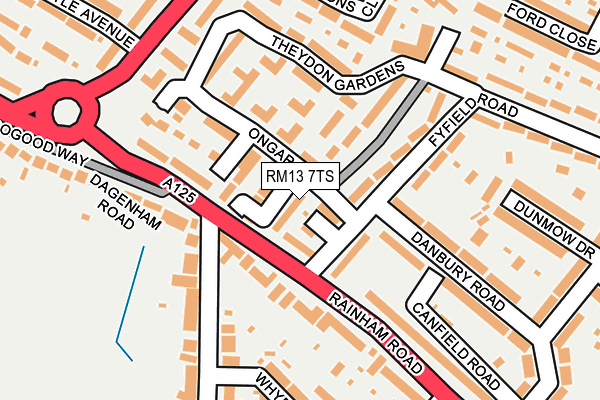 RM13 7TS map - OS OpenMap – Local (Ordnance Survey)