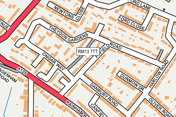 RM13 7TT map - OS OpenMap – Local (Ordnance Survey)