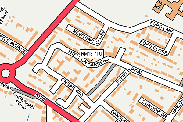 RM13 7TU map - OS OpenMap – Local (Ordnance Survey)