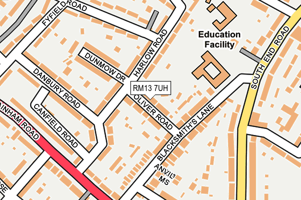 RM13 7UH map - OS OpenMap – Local (Ordnance Survey)