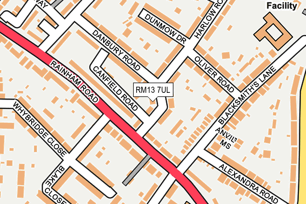 RM13 7UL map - OS OpenMap – Local (Ordnance Survey)
