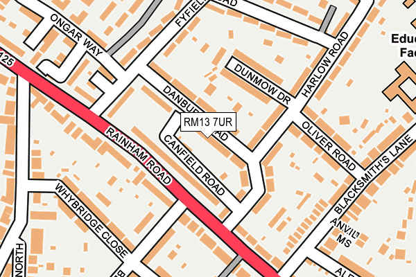 RM13 7UR map - OS OpenMap – Local (Ordnance Survey)
