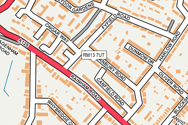RM13 7UT map - OS OpenMap – Local (Ordnance Survey)