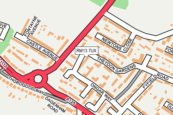 RM13 7UX map - OS OpenMap – Local (Ordnance Survey)