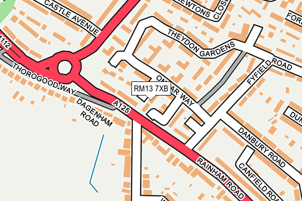 RM13 7XB map - OS OpenMap – Local (Ordnance Survey)