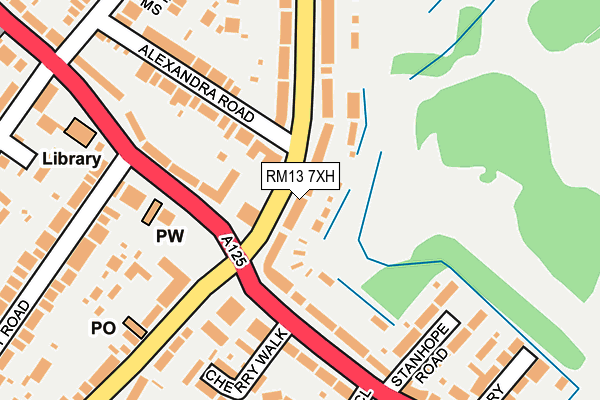 RM13 7XH map - OS OpenMap – Local (Ordnance Survey)