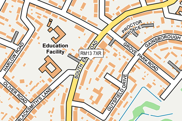 RM13 7XR map - OS OpenMap – Local (Ordnance Survey)