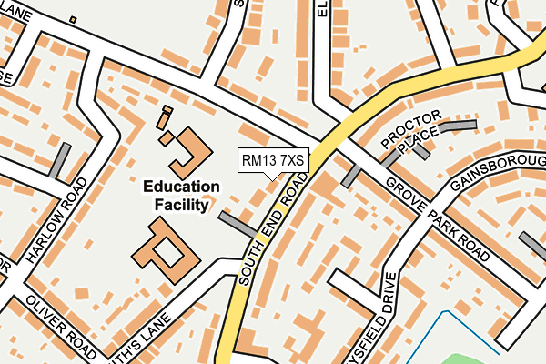 RM13 7XS map - OS OpenMap – Local (Ordnance Survey)