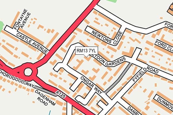 RM13 7YL map - OS OpenMap – Local (Ordnance Survey)