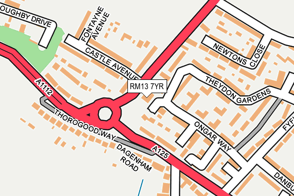 RM13 7YR map - OS OpenMap – Local (Ordnance Survey)