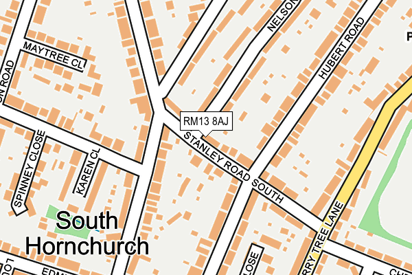 RM13 8AJ map - OS OpenMap – Local (Ordnance Survey)