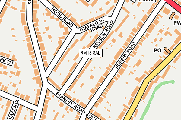 RM13 8AL map - OS OpenMap – Local (Ordnance Survey)