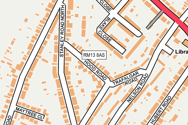 RM13 8AS map - OS OpenMap – Local (Ordnance Survey)