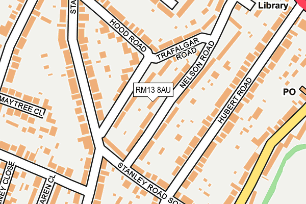 RM13 8AU map - OS OpenMap – Local (Ordnance Survey)