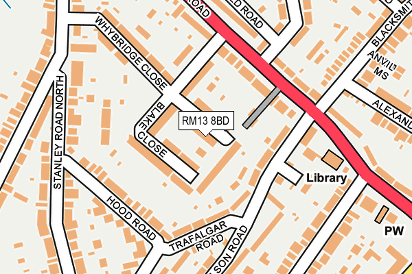 RM13 8BD map - OS OpenMap – Local (Ordnance Survey)