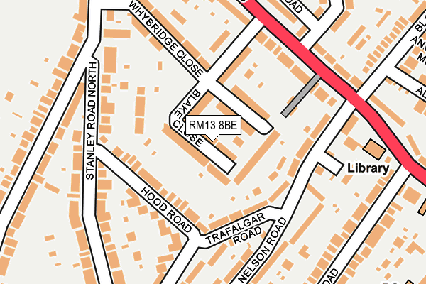 RM13 8BE map - OS OpenMap – Local (Ordnance Survey)