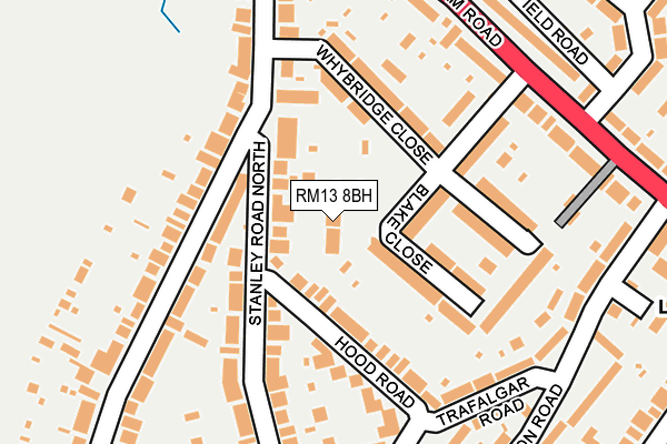 RM13 8BH map - OS OpenMap – Local (Ordnance Survey)