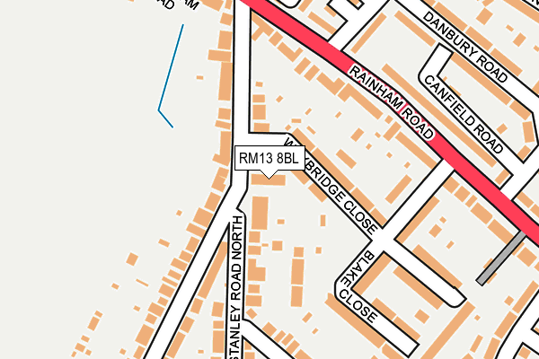 RM13 8BL map - OS OpenMap – Local (Ordnance Survey)