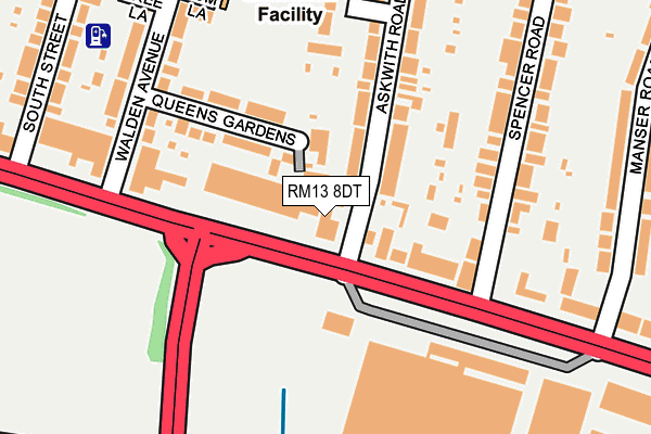 RM13 8DT map - OS OpenMap – Local (Ordnance Survey)