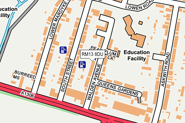 RM13 8DU map - OS OpenMap – Local (Ordnance Survey)